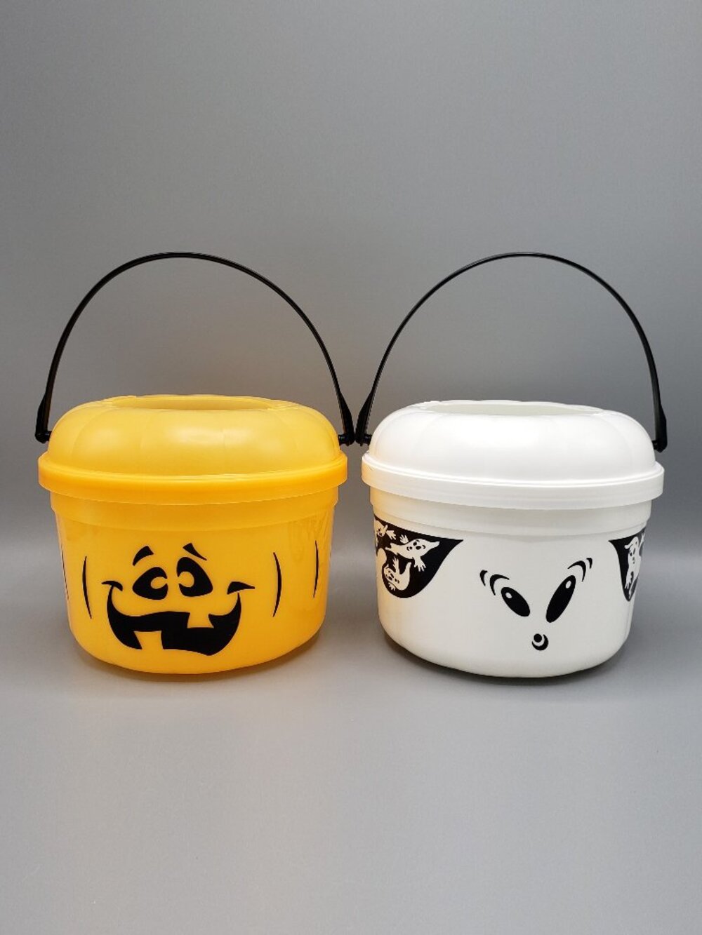 Lot of 2 Vintage McDonald's Halloween Buckets Orange and White